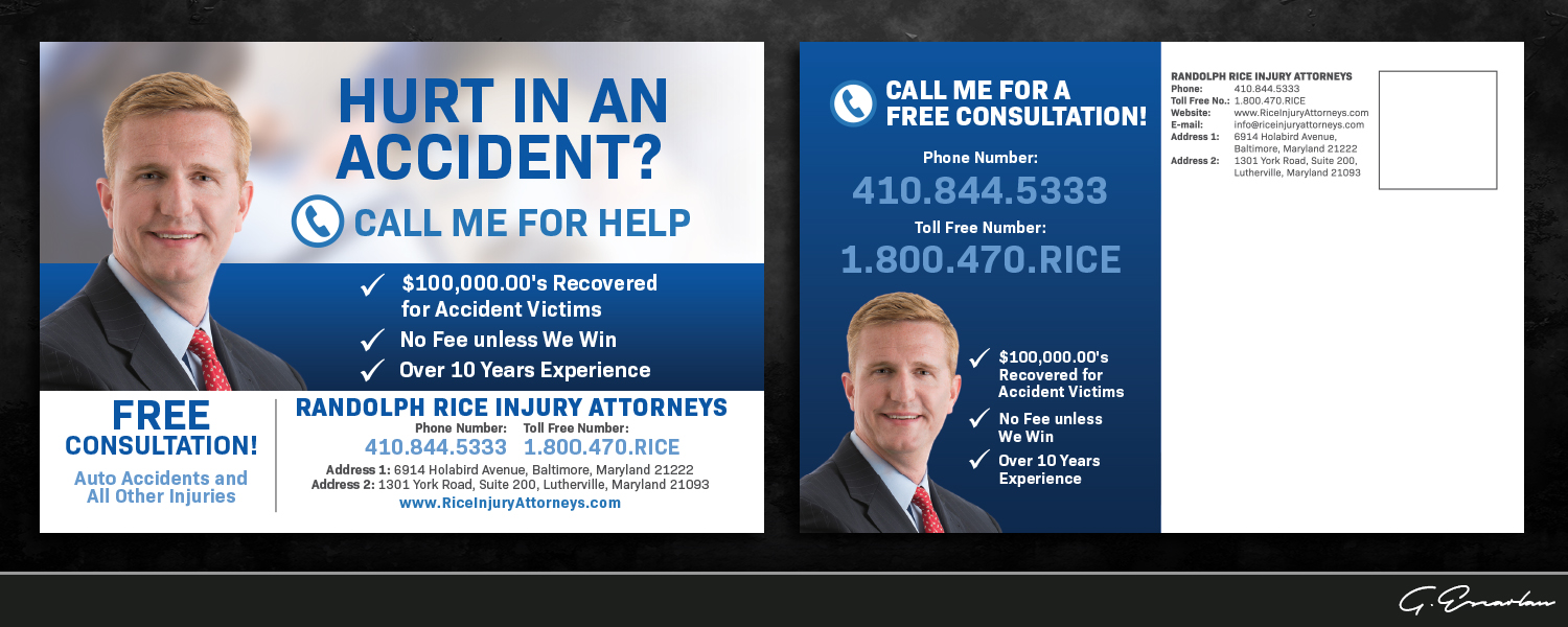 Design de Carte Postale par gekgrfx pour Law Offices of Randolph Rice | Design #12227963