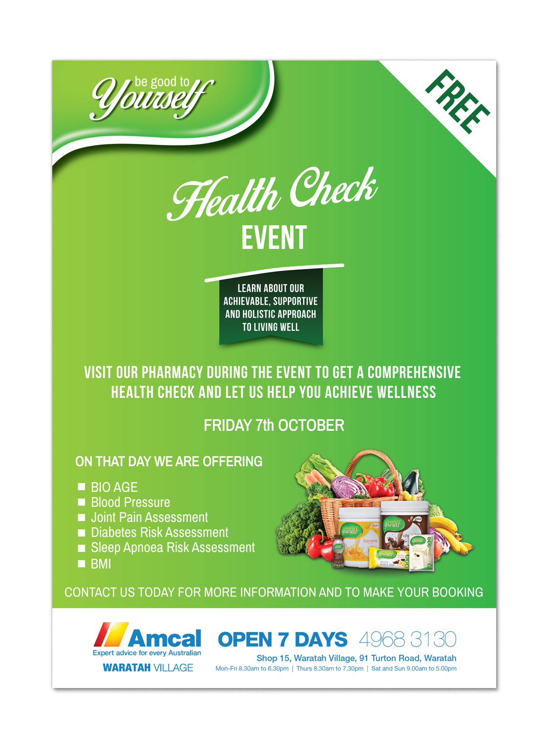 Diseño de Invitación por Crash Override para Waratah Amcal Plus Pharmacy  | Diseño #12190690