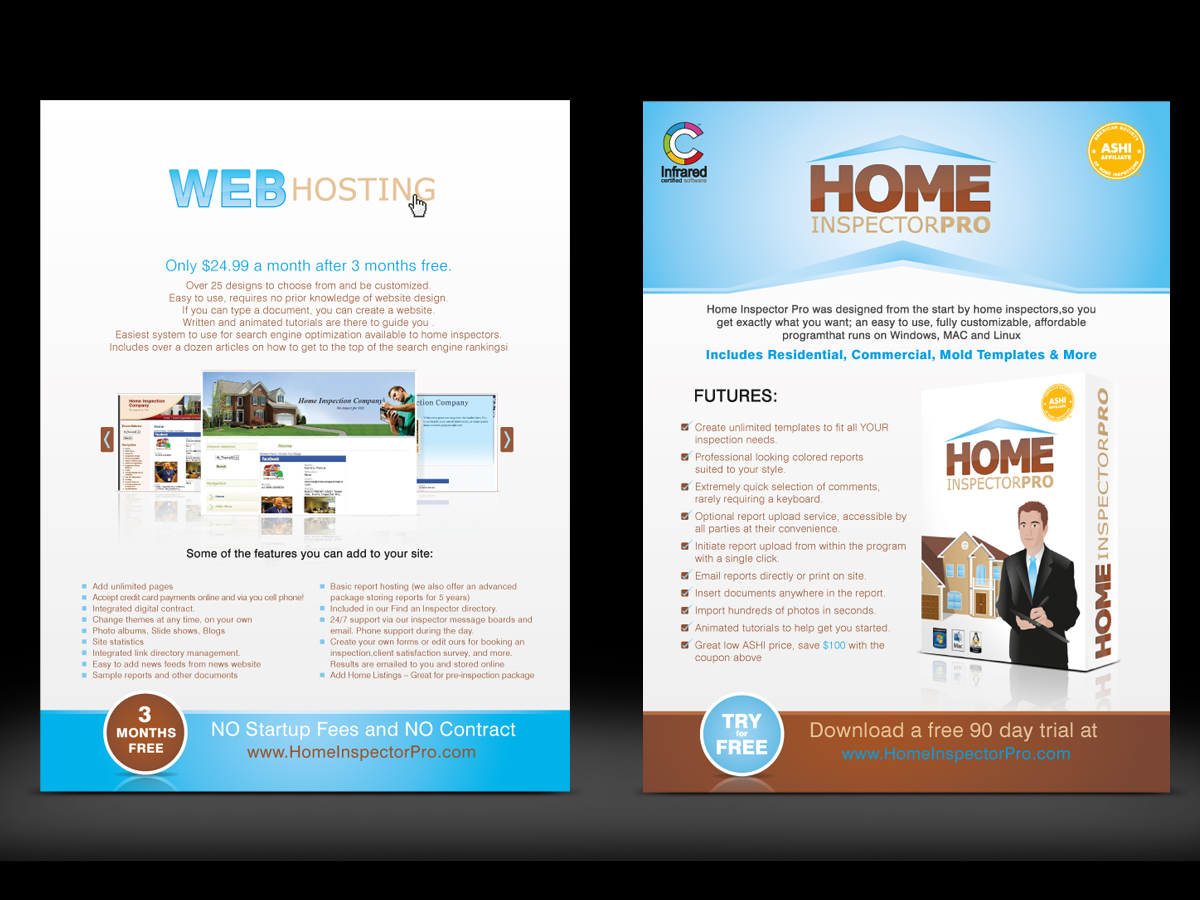 masculine conservative advertising flyer design for home inspector