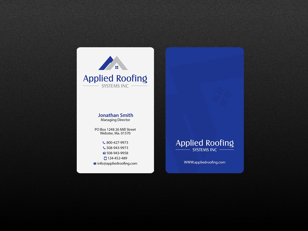 Visitenkarten-Design von Creations Box 2015 für Applied Roofing Systems Inc | Design #12167601