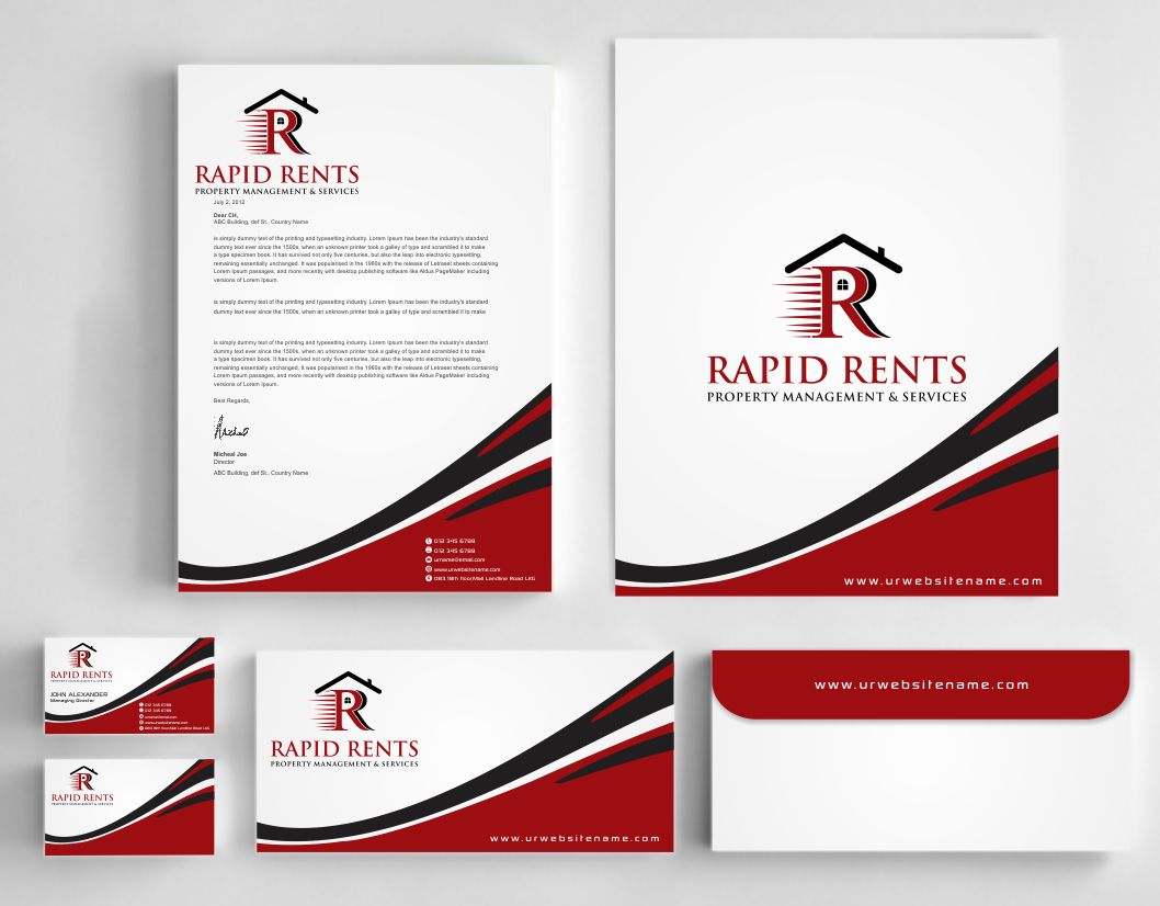 Stationery Design by AwsomeD for Rapid Rents Property Management & Services | Design #12198327