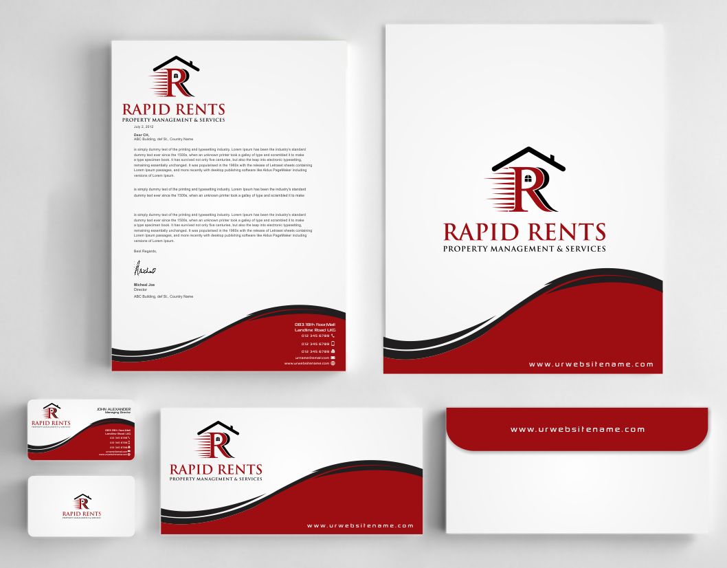 Stationery Design by AwsomeD for Rapid Rents Property Management & Services | Design #12198328