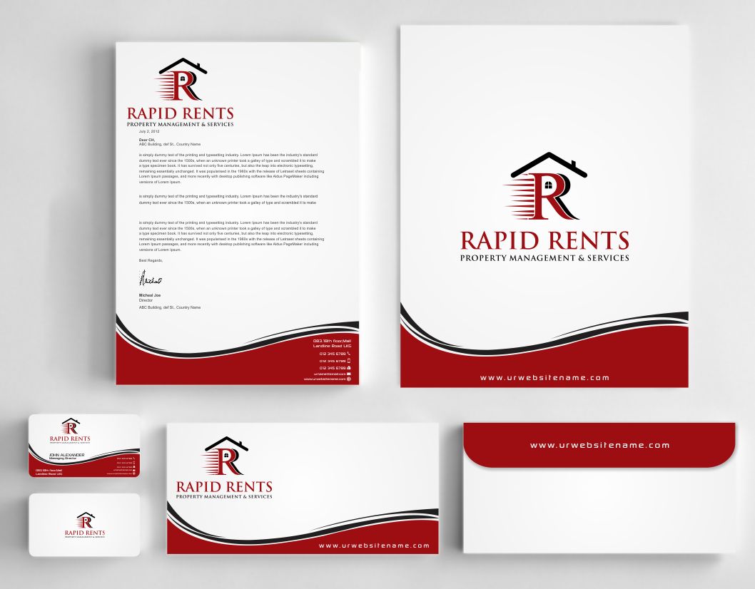 Stationery Design by AwsomeD for Rapid Rents Property Management & Services | Design #12198329