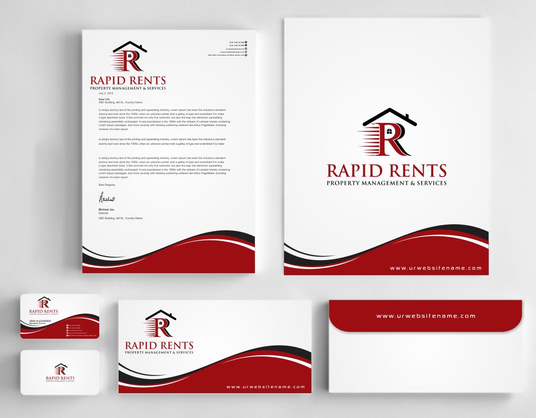 Stationery Design by AwsomeD for Rapid Rents Property Management & Services | Design #12198333