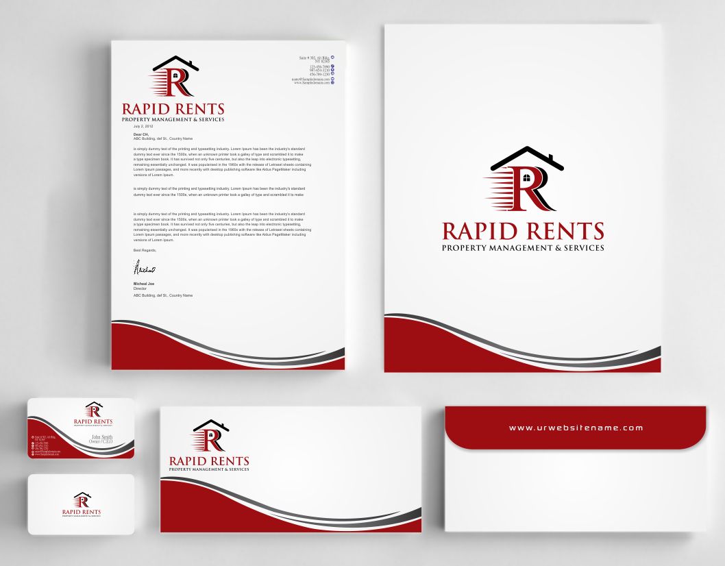 Design de Papeterie par AwsomeD pour Rapid Rents Property Management & Services | Design #12198337