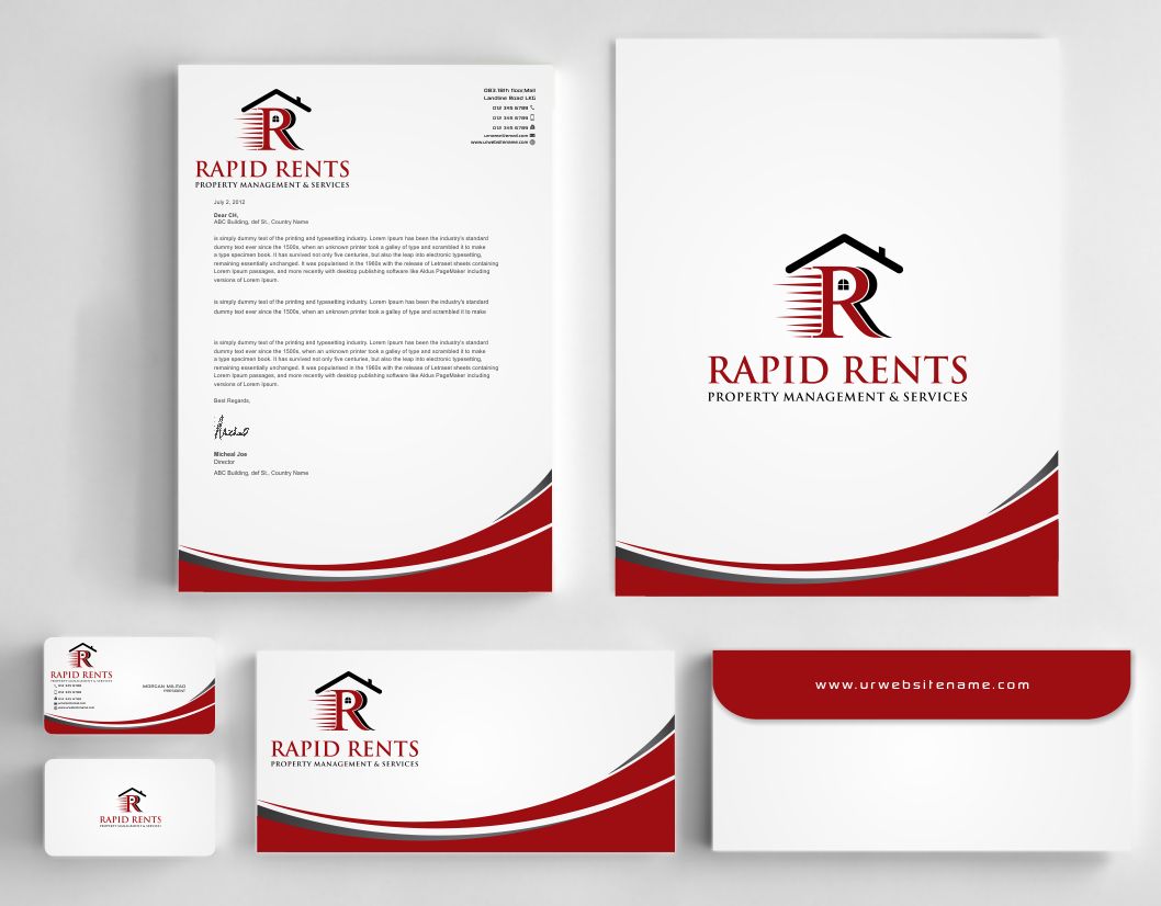 Stationery Design by AwsomeD for Rapid Rents Property Management & Services | Design #12198341