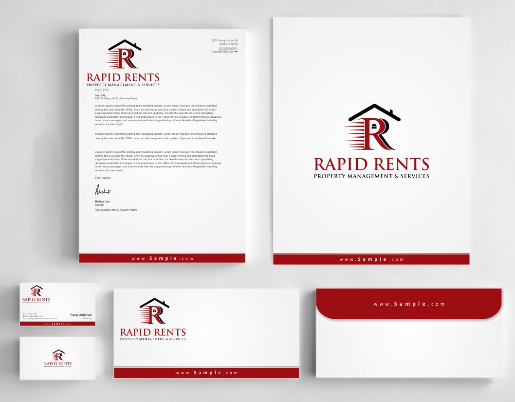Design de Papeterie par AwsomeD pour Rapid Rents Property Management & Services | Design #12198343