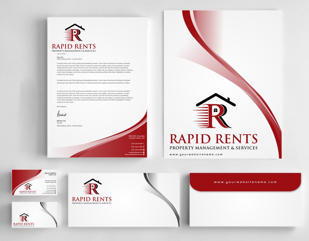 Stationery Design by AwsomeD for Rapid Rents Property Management & Services | Design #12229867