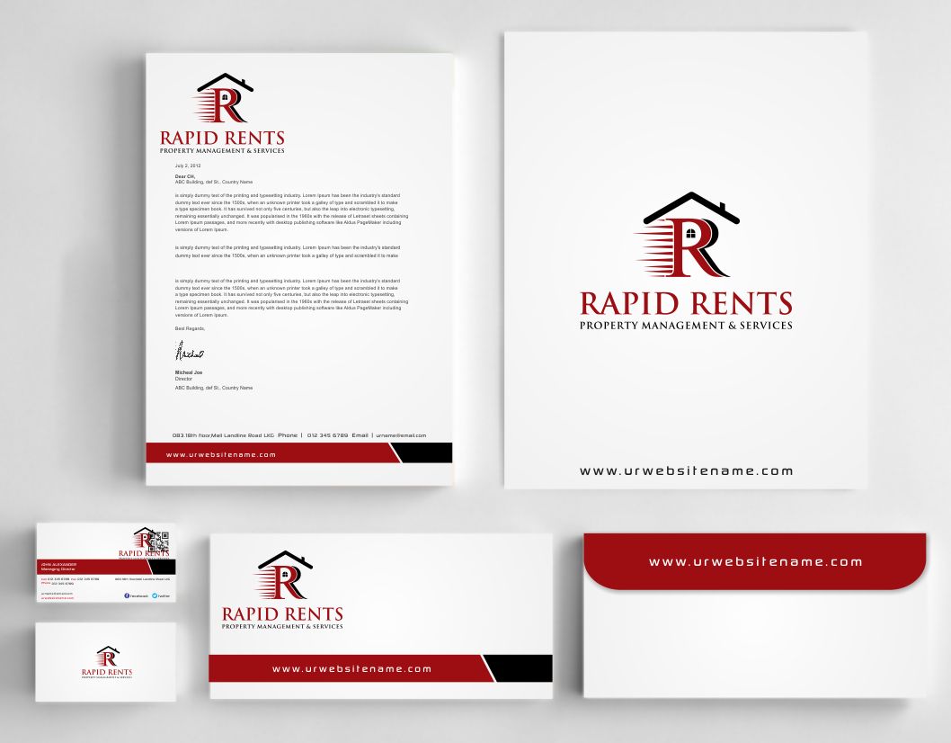 Diseño de Papelería por AwsomeD para Rapid Rents Property Management & Services | Diseño #12231111
