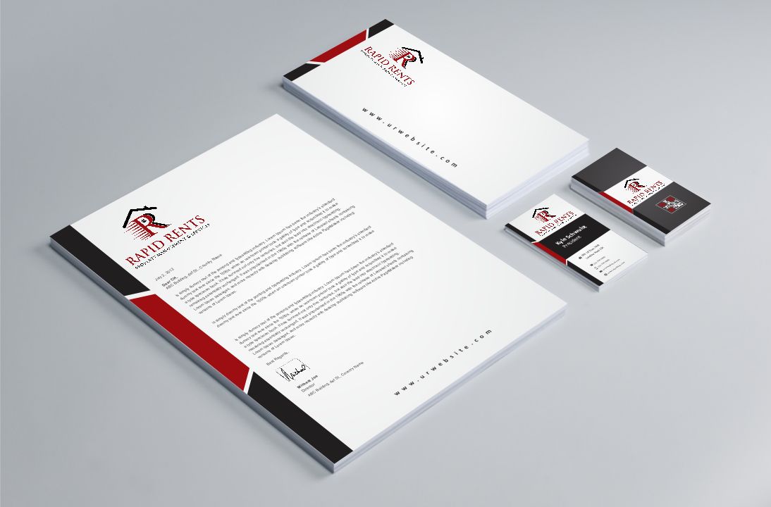 Stationery Design by AwsomeD for Rapid Rents Property Management & Services | Design #12231112