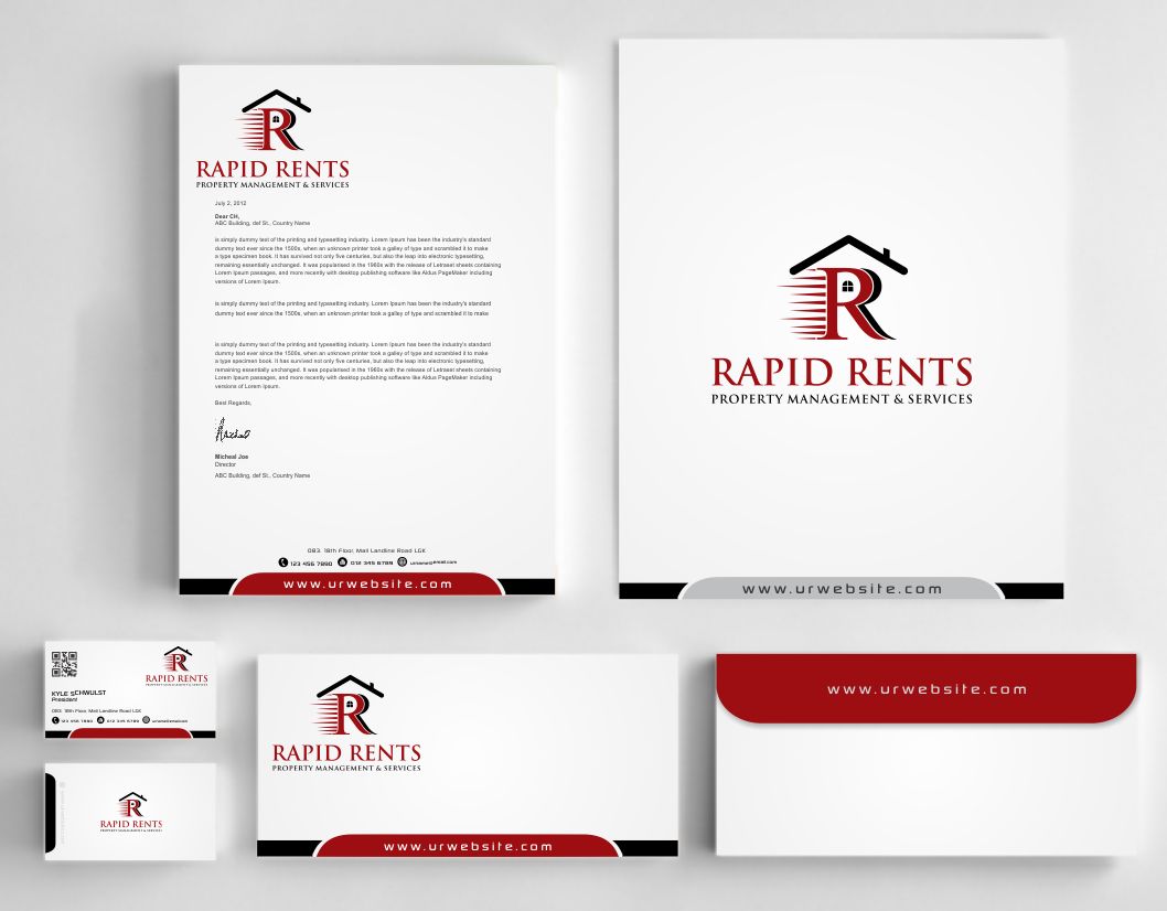 Stationery Design by AwsomeD for Rapid Rents Property Management & Services | Design #12231113