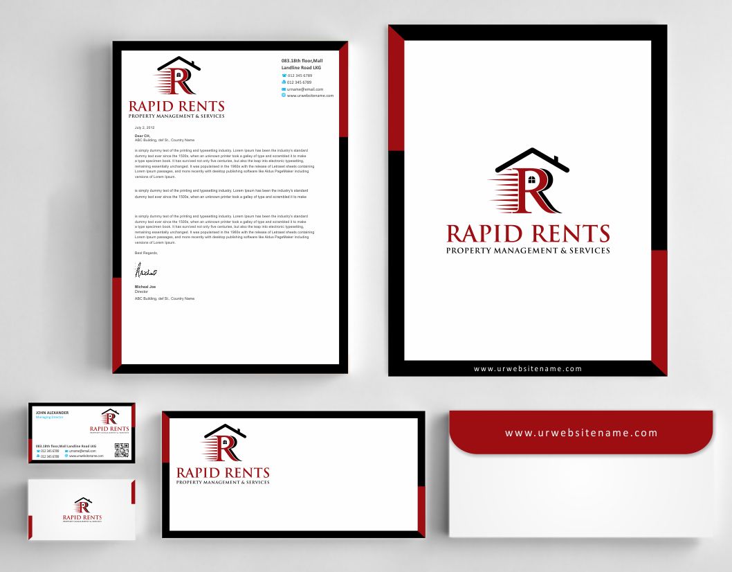 Diseño de Papelería por AwsomeD para Rapid Rents Property Management & Services | Diseño #12231115