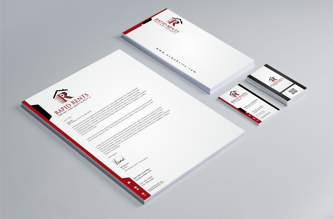 Stationery Design by AwsomeD for Rapid Rents Property Management & Services | Design #12231118