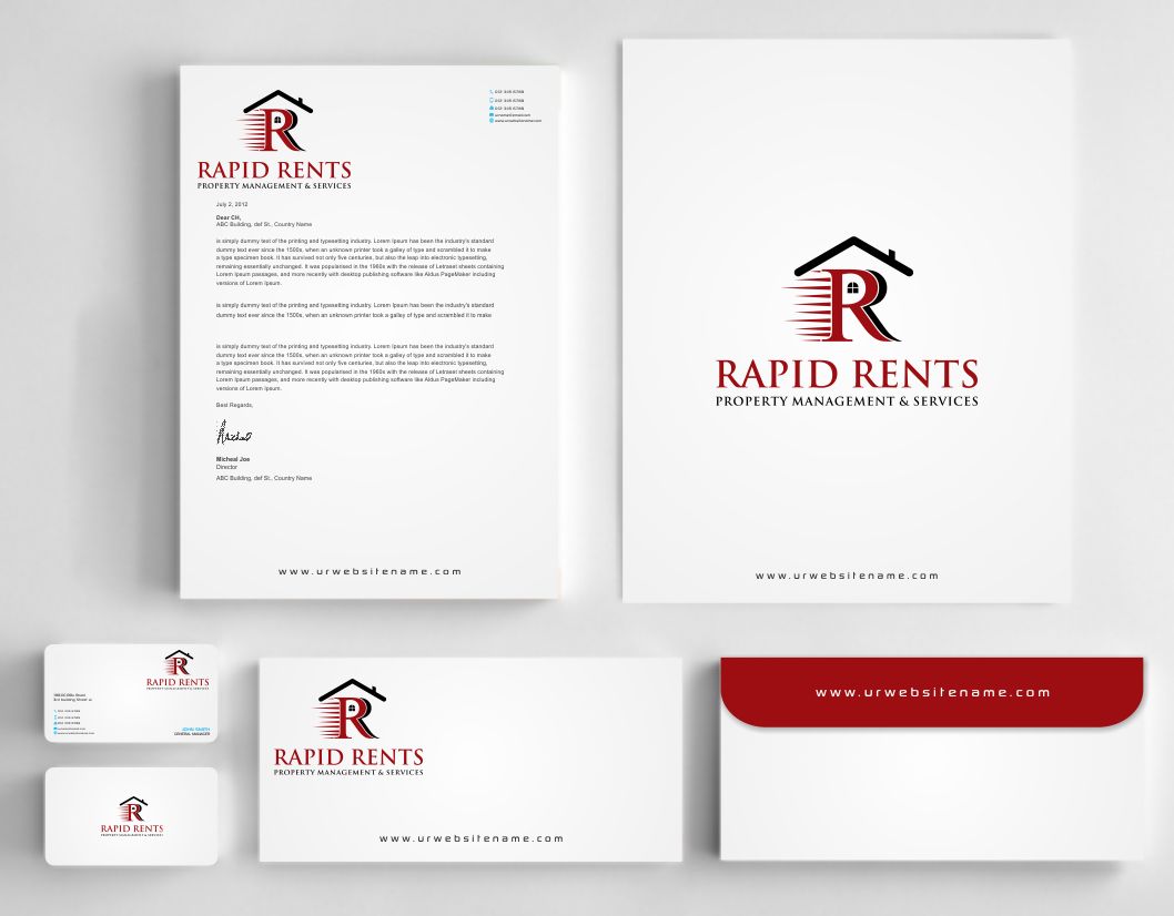 Stationery Design by AwsomeD for Rapid Rents Property Management & Services | Design #12231134