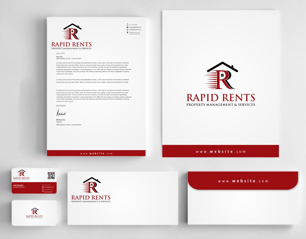 Design de Papeterie par AwsomeD pour Rapid Rents Property Management & Services | Design #12231138