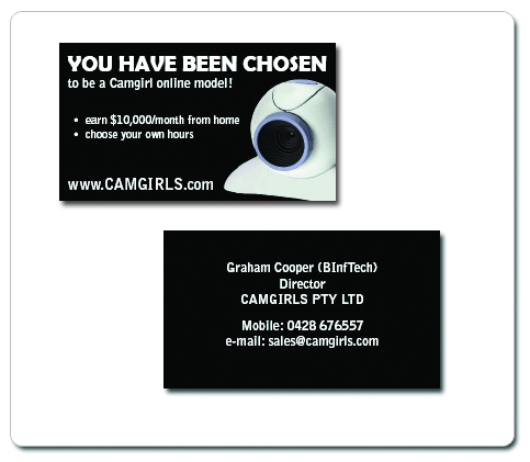 Business Card Design by Marion Lambert-Nuding for Camgirls Pty Ltd | Design #28293