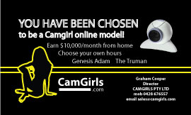 Business Card Design by Garry Boyter for Camgirls Pty Ltd | Design #28421