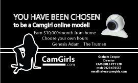Business Card Design by Garry Boyter for Camgirls Pty Ltd | Design #28426