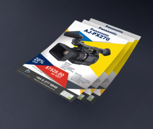 Create a promotional flyer for professional Video Cameras for email campaign