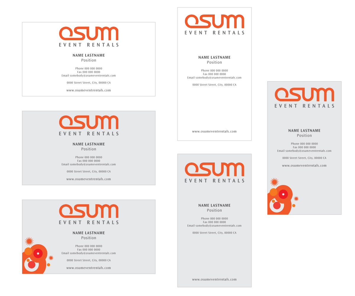 Business Card Design by Slobodan Cagic for OSUM Event Rentals | Design #2385008