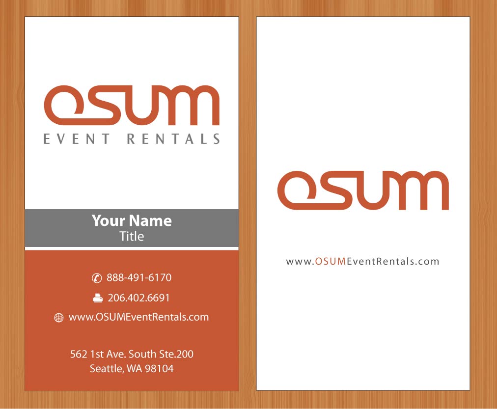 Business Card Design by Sbss for OSUM Event Rentals | Design #2402486