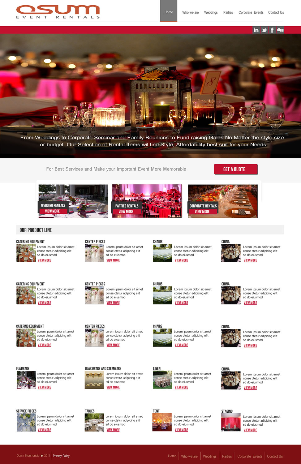 Web Design par Shoaib Abbasi pour OSUM Event Rentals | Design #2435882