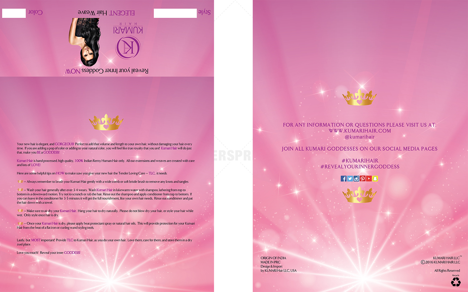 Diseño de Empaque por CENTERSPREAD para KUMARI HAIR | Diseño #12400165