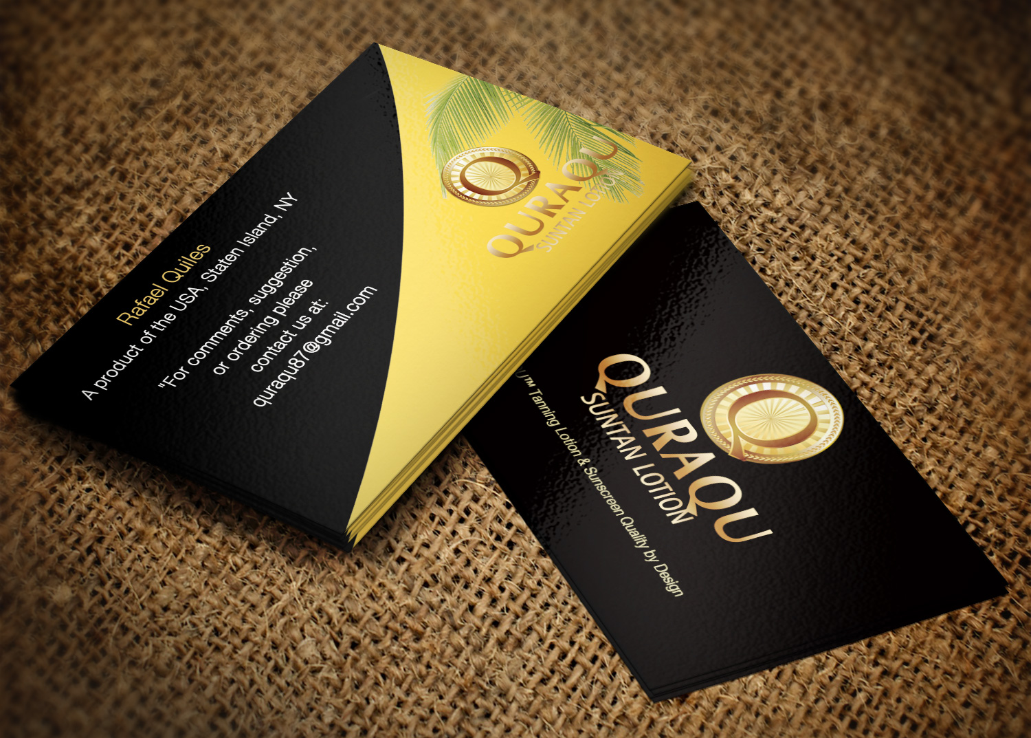 Diseño de Tarjeta de Presentación por Pixi Dust para QURAQU SUNTAN LOTION AND SUNSCREEN  | Diseño #12209145