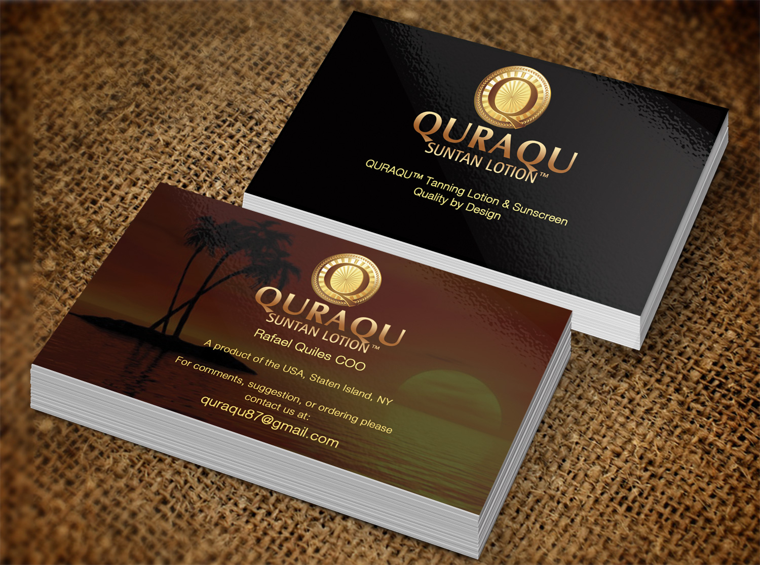 Visitenkarten-Design von Pixi Dust für QURAQU SUNTAN LOTION AND SUNSCREEN  | Design #12248646
