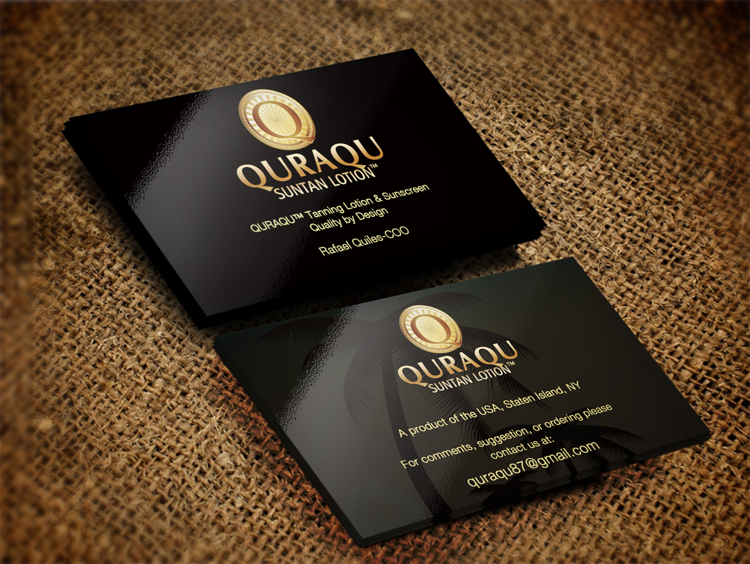 Visitenkarten-Design von Pixi Dust für QURAQU SUNTAN LOTION AND SUNSCREEN  | Design #12255240