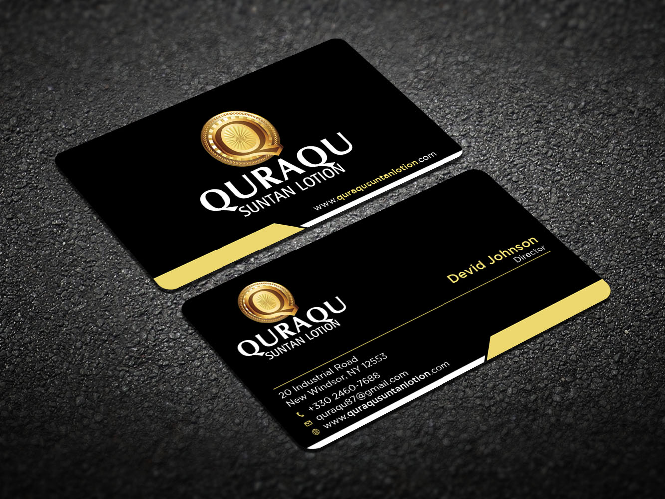 Business Card Design by Verified artistry for QURAQU SUNTAN LOTION AND SUNSCREEN  | Design #12217695