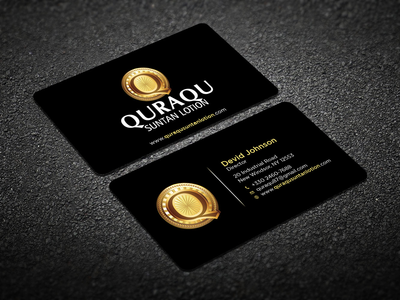 Business Card Design by Verified artistry for QURAQU SUNTAN LOTION AND SUNSCREEN  | Design #12217699