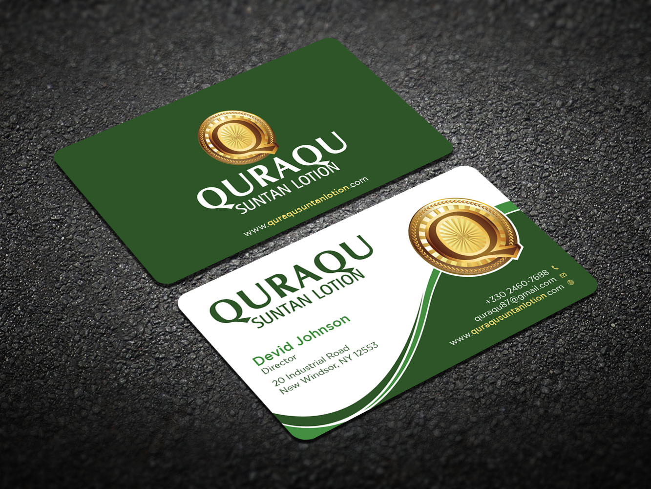 Business Card Design by Verified artistry for QURAQU SUNTAN LOTION AND SUNSCREEN  | Design #12217703