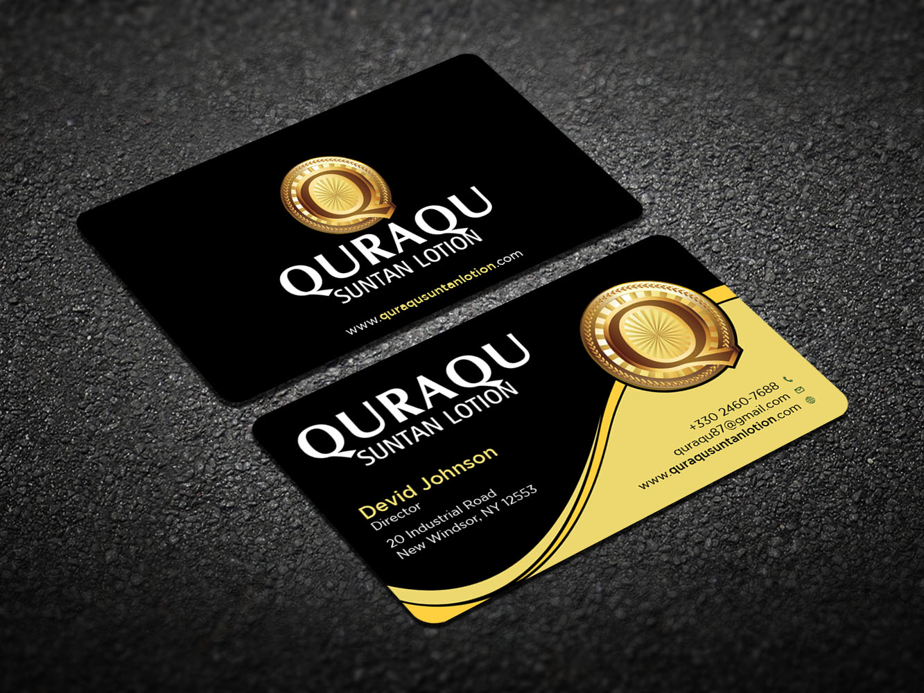 Business Card Design by Verified artistry for QURAQU SUNTAN LOTION AND SUNSCREEN  | Design #12217704