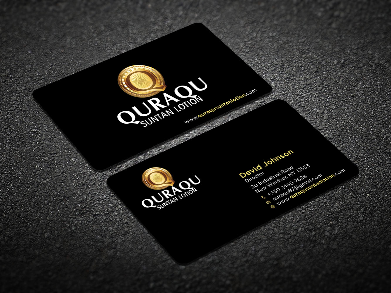 Business Card Design by Verified artistry for QURAQU SUNTAN LOTION AND SUNSCREEN  | Design #12217710