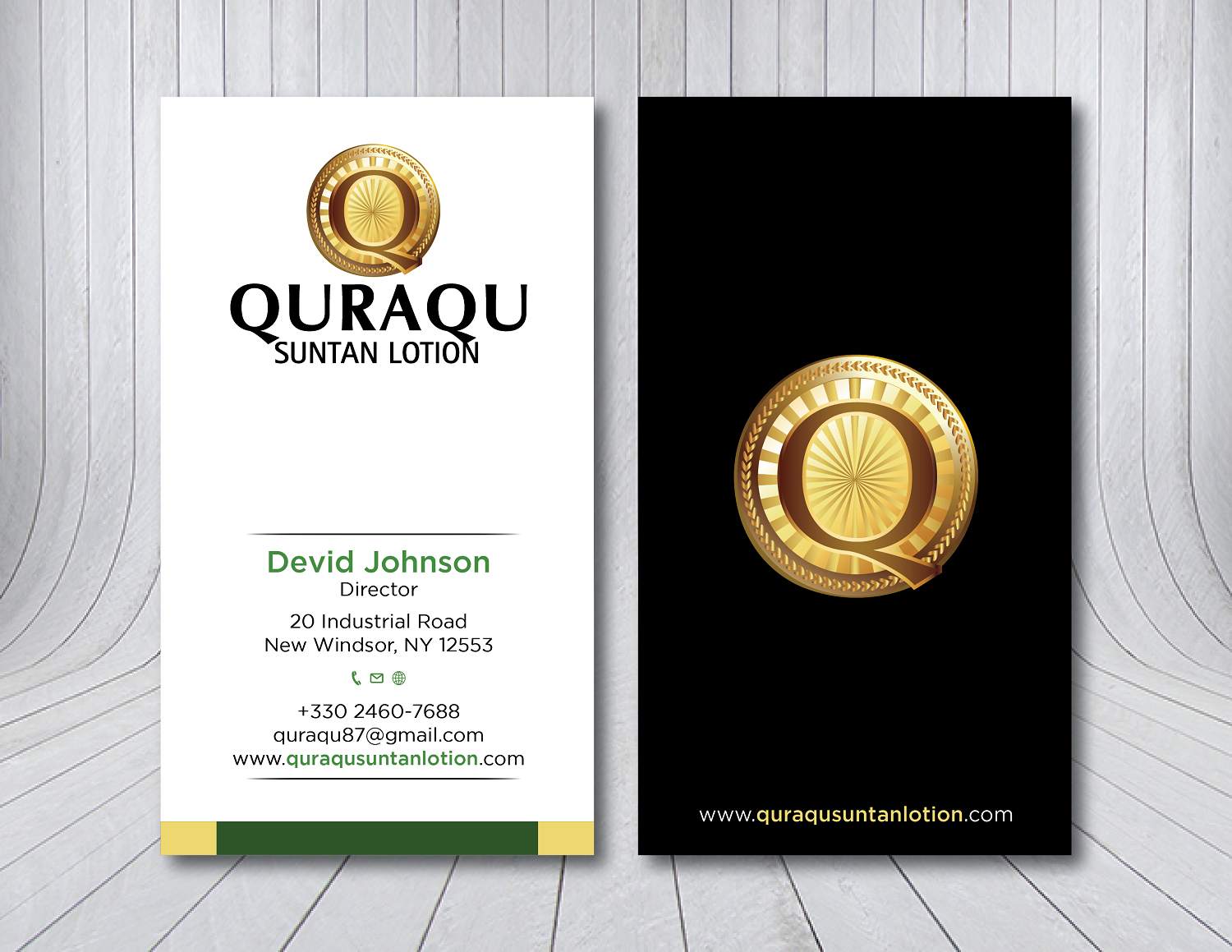 Business Card Design by Verified artistry for QURAQU SUNTAN LOTION AND SUNSCREEN  | Design #12217711