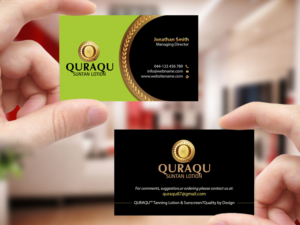 Design de Carte de Visite par Creations Box 2015 pour QURAQU SUNTAN LOTION AND SUNSCREEN  | Design : #12213173