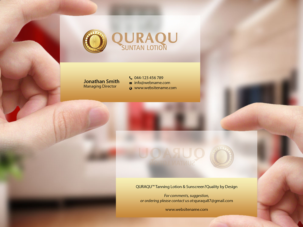 Design de Carte de Visite par Creations Box 2015 pour QURAQU SUNTAN LOTION AND SUNSCREEN  | Design #12213195