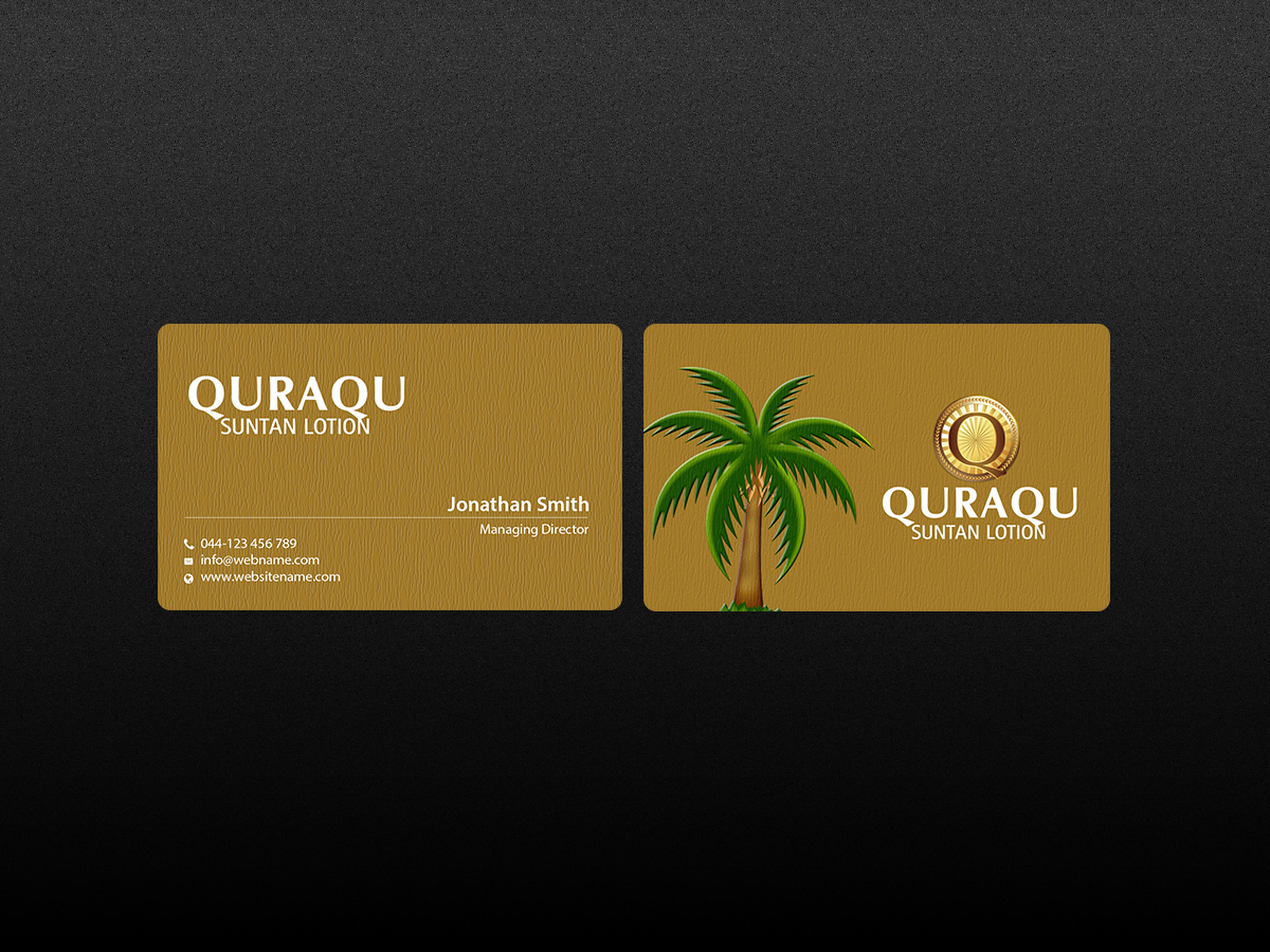 Business Card Design by Creations Box 2015 for QURAQU SUNTAN LOTION AND SUNSCREEN  | Design #12213196