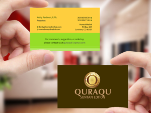 Design de Carte de Visite par Creations Box 2015 pour QURAQU SUNTAN LOTION AND SUNSCREEN  | Design : #12213231