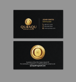 Design de Carte de Visite par chandrayaan.creative pour QURAQU SUNTAN LOTION AND SUNSCREEN  | Design : #12224326