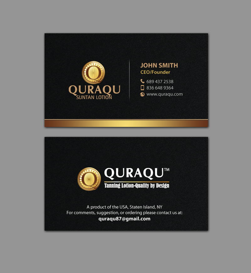 Design de Carte de Visite par chandrayaan.creative pour QURAQU SUNTAN LOTION AND SUNSCREEN  | Design #12224327