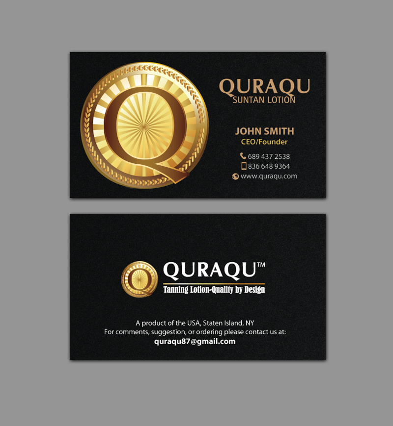 Design de Carte de Visite par chandrayaan.creative pour QURAQU SUNTAN LOTION AND SUNSCREEN  | Design #12224330