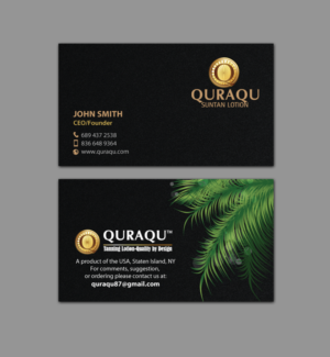 Design de Carte de Visite par chandrayaan.creative pour QURAQU SUNTAN LOTION AND SUNSCREEN  | Design : #12224333