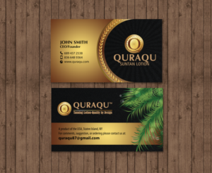 Design de Carte de Visite par chandrayaan.creative pour QURAQU SUNTAN LOTION AND SUNSCREEN  | Design : #12224602