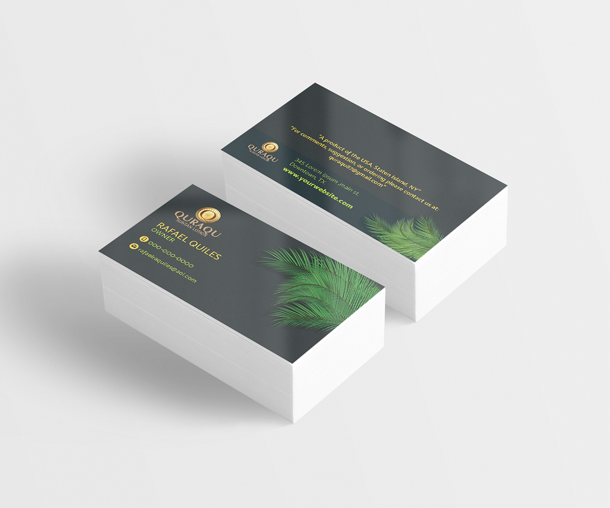 Business Card Design by Muhamad Mousa for QURAQU SUNTAN LOTION AND SUNSCREEN  | Design #12243973