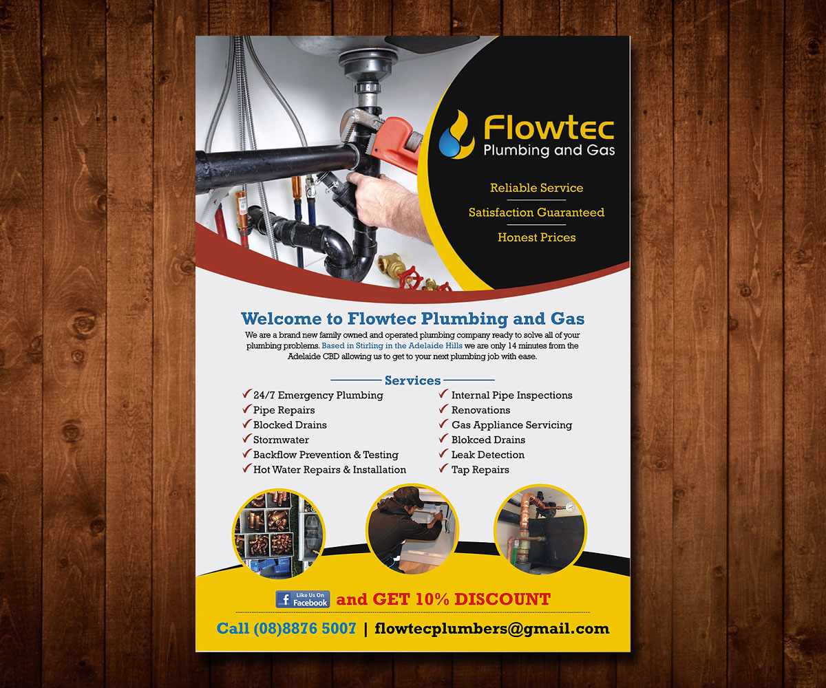 Flyer Design by Designers Hub for Flowtec Plumbing and Gas | Design #12213743