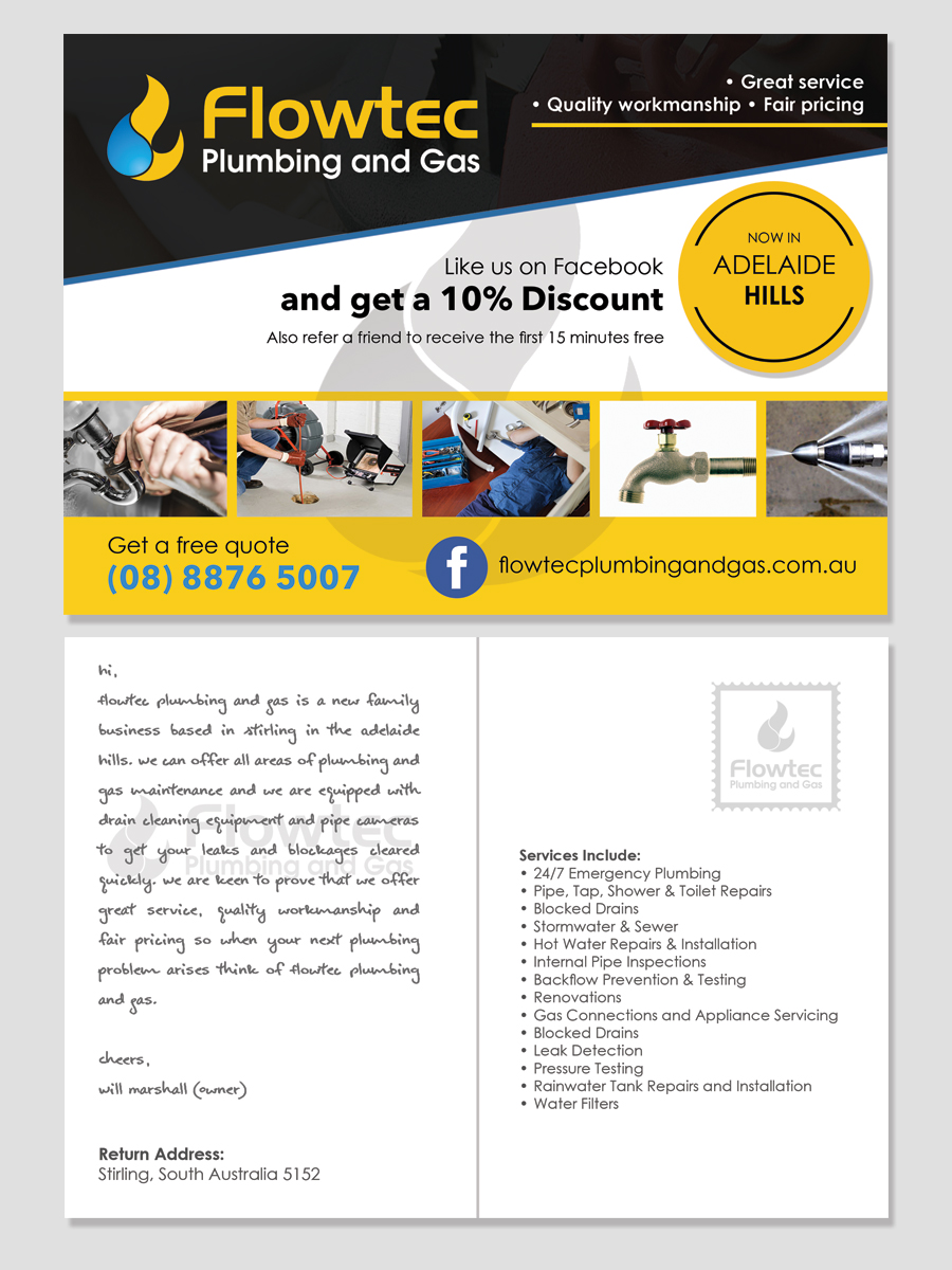 Flyer Design by LeonFX for Flowtec Plumbing and Gas | Design #12302057