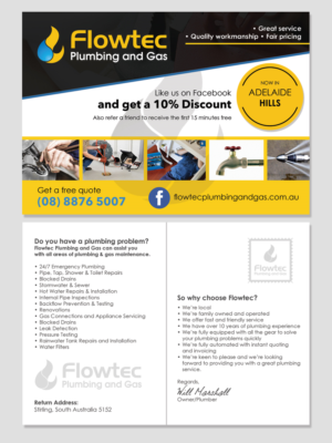 Flyer Design by LeonFX for Flowtec Plumbing and Gas | Design: #12324677