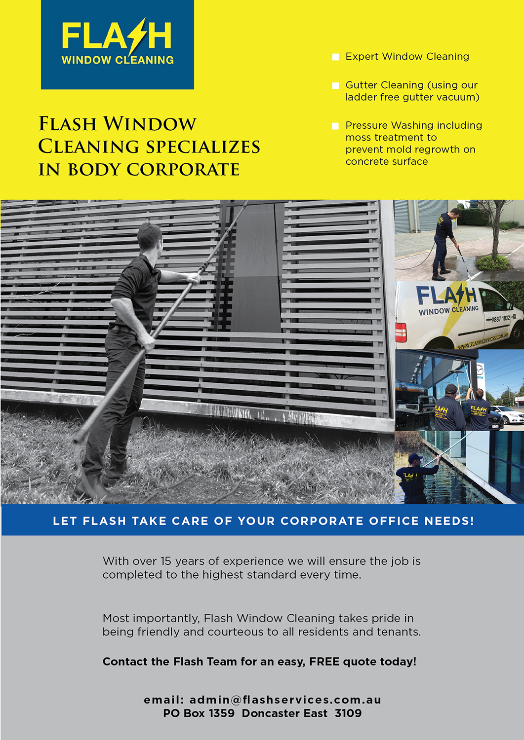 Flyer Design by holycow for Flash Window Cleaning | Design #12225294